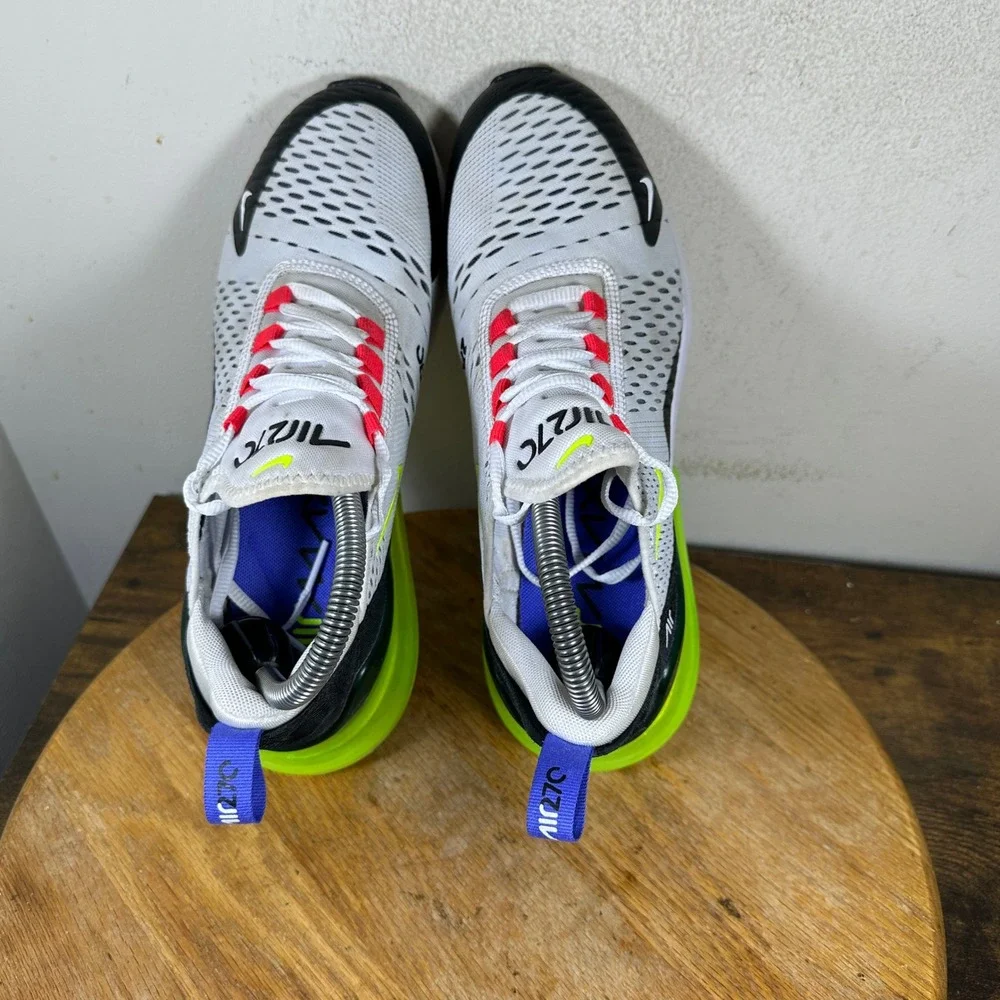 Nike Air Max 270 Womens White Black Volt Red AH6789-116 Sneakers Size 9